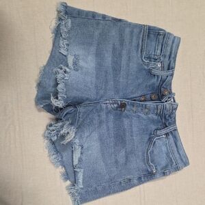 Denim Frayed Hem Women Shorts